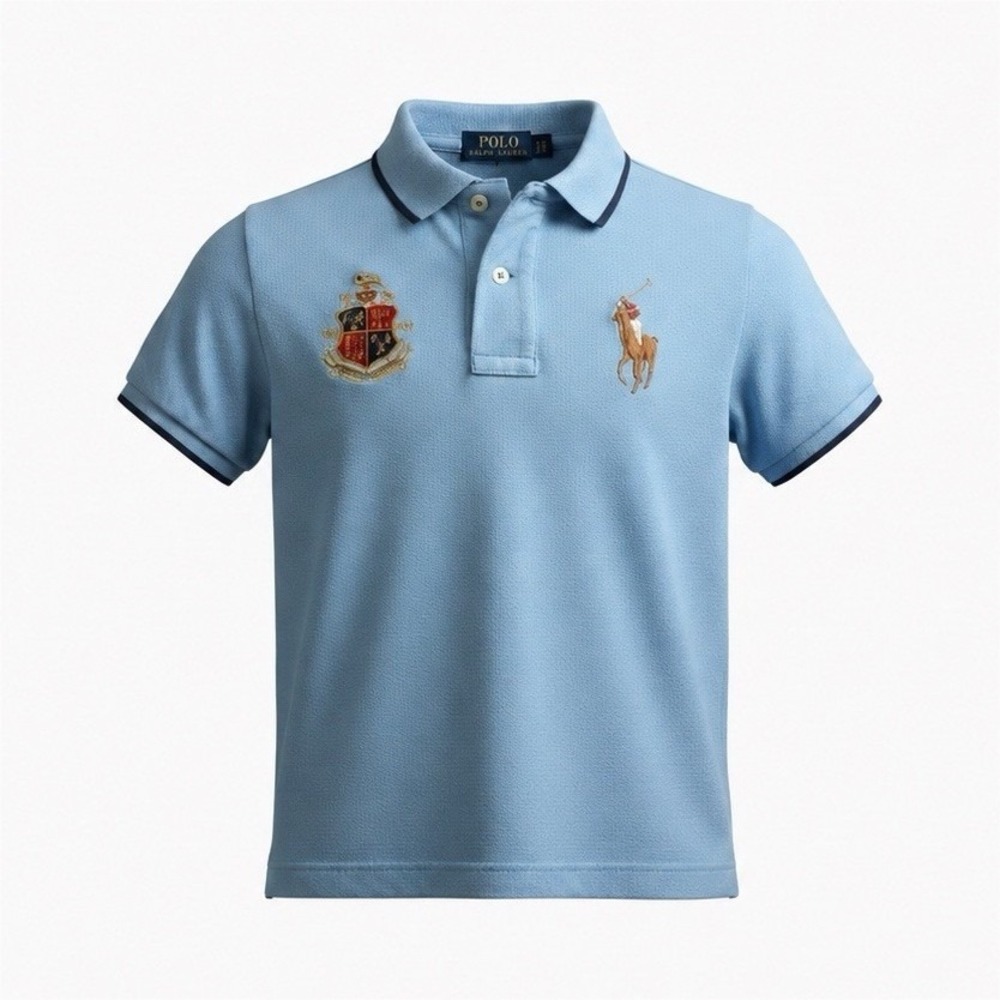 Polo Ralph Lauren Big Pony Boys 4T Blue Polo Shirt Short Sleeve Cotton Piqué